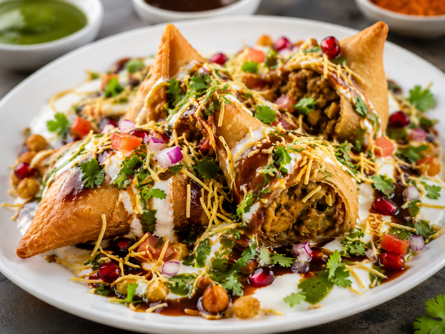 Samosa Chaat (4 pcs) de Samosa Corner en CDMX